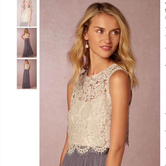 Jenny Yoo Tops - NWOT BHLDN JENNY YOO CLEO LACE CROP TOP Z39-16